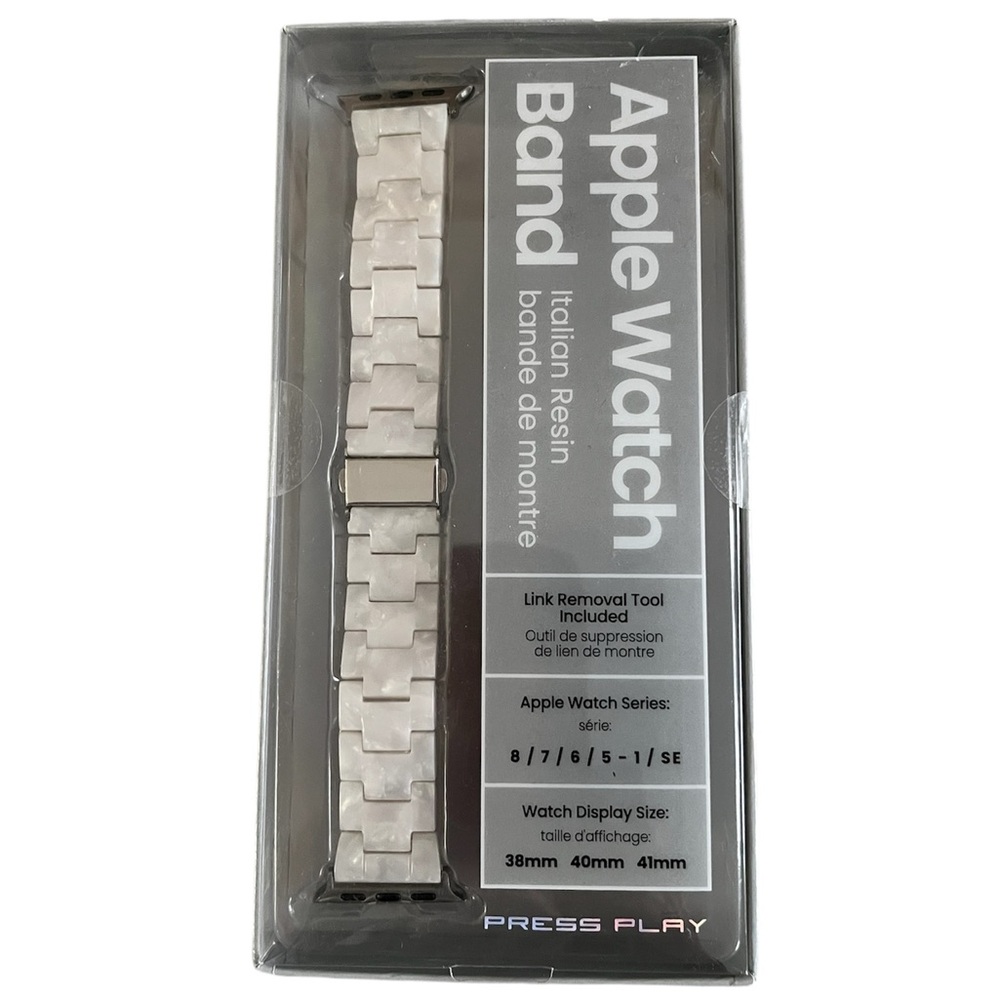 Apple Watch Band in Marble Effect White  Resin